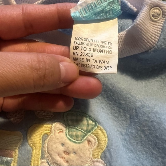 Vintage baby boy outfit bears 0-3 months 1980s blue retro jumper tracksuit - Picture 3 of 5